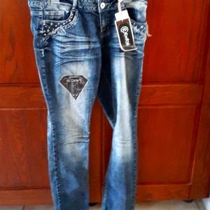 Rewash Women 11 Akinny Rhinestone Jeans New